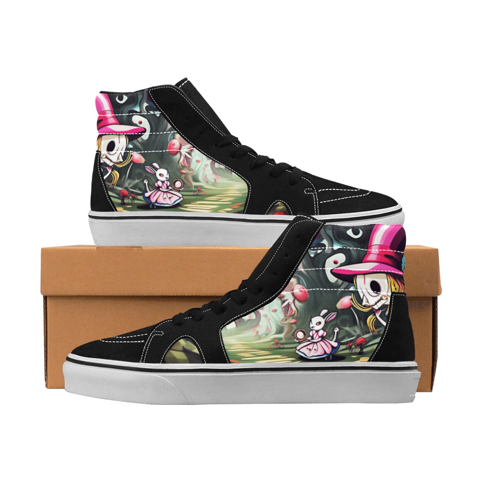 MEN'S Evil Wonderland World High Top Skateboarding Vibrant Chaos Custom Shoes