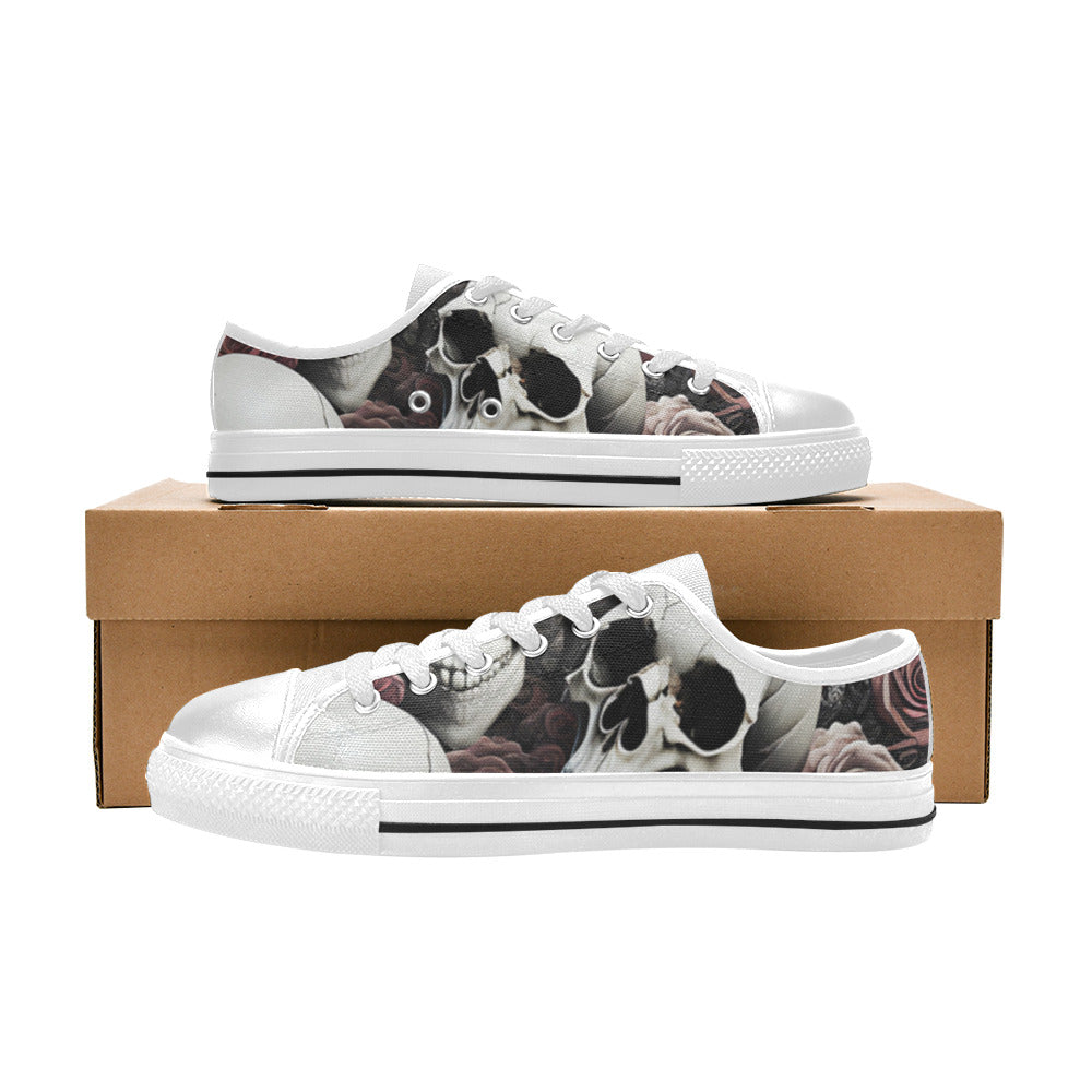 WOMEN'S Rose Skulls Dark 7 Canvas Aesthetic Custom Sneakers