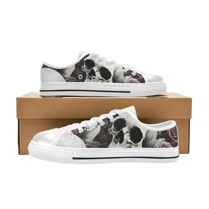 WOMEN'S Rose Skulls Dark 7 Canvas Aesthetic Custom Sneakers