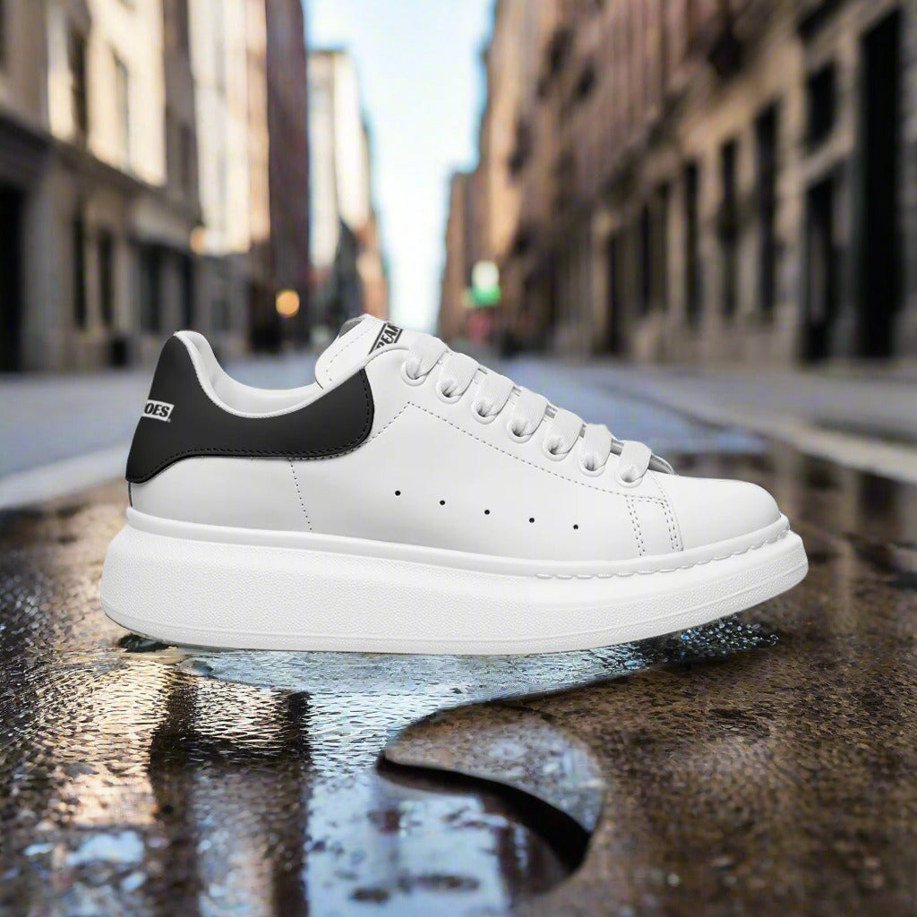 Freaky Shoes® White Black Lace Up Sneakers - Freaky Shoes®