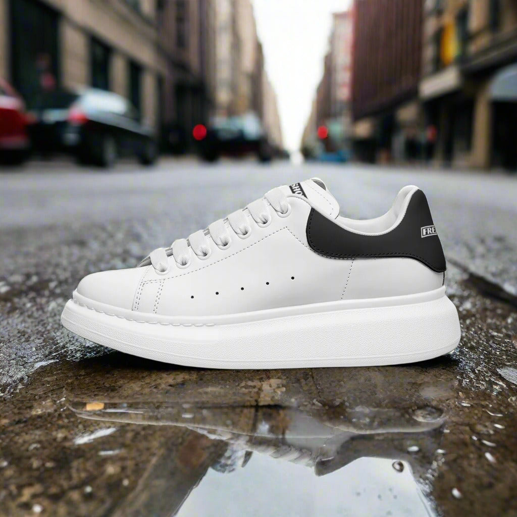 Freaky Shoes® White Black Lace Up Sneakers - Freaky Shoes®