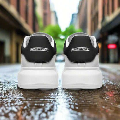 Freaky Shoes® White Black Lace Up Sneakers - Freaky Shoes®