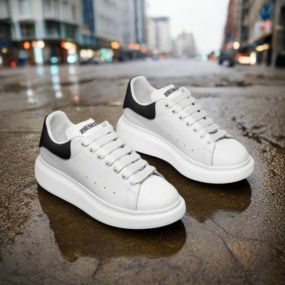 Freaky Shoes® White Black Lace Up Sneakers - Freaky Shoes®