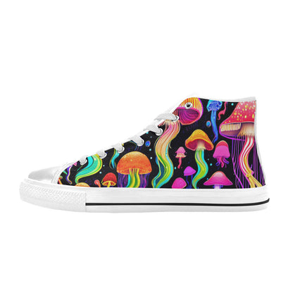 WOMEN'S Jellyfish Vibrant Mushroom Art High Top Canvas Wallpaper Art Custom Shoes
