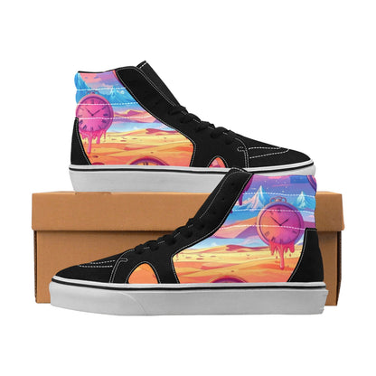 MEN'S Surrealist Dreamscape Pattern, Melting High Top Skateboarding Y2K Custom Sneakers