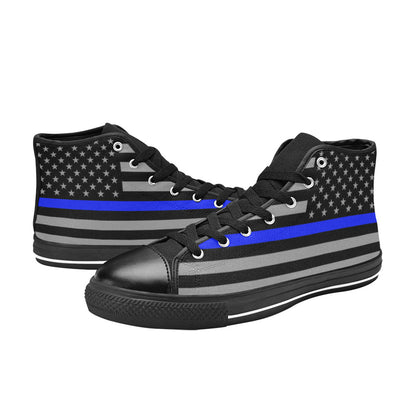 MEN'S Thin Blue Line Flag High Top Canvas Surreal Shoes
