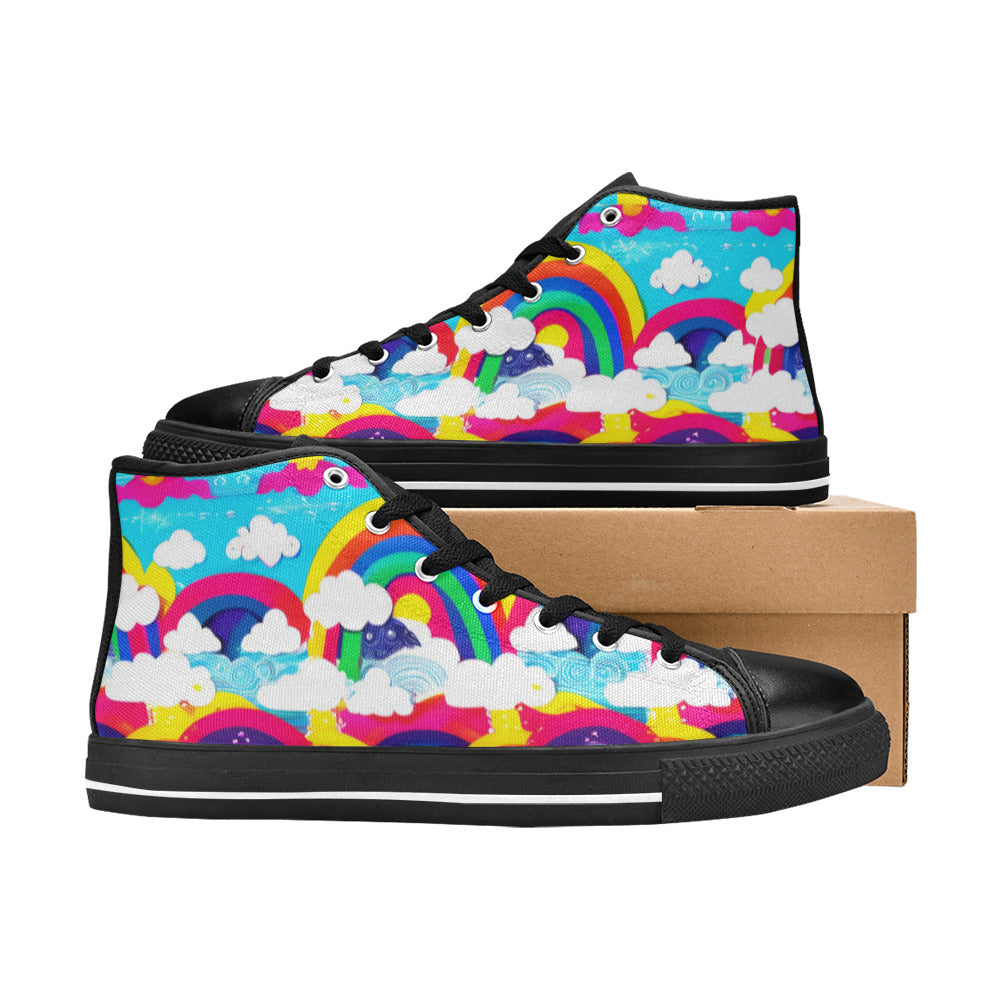 WOMEN'S Clouds Unicorns Art High Top Canvas Vibrant Chaos Shoes