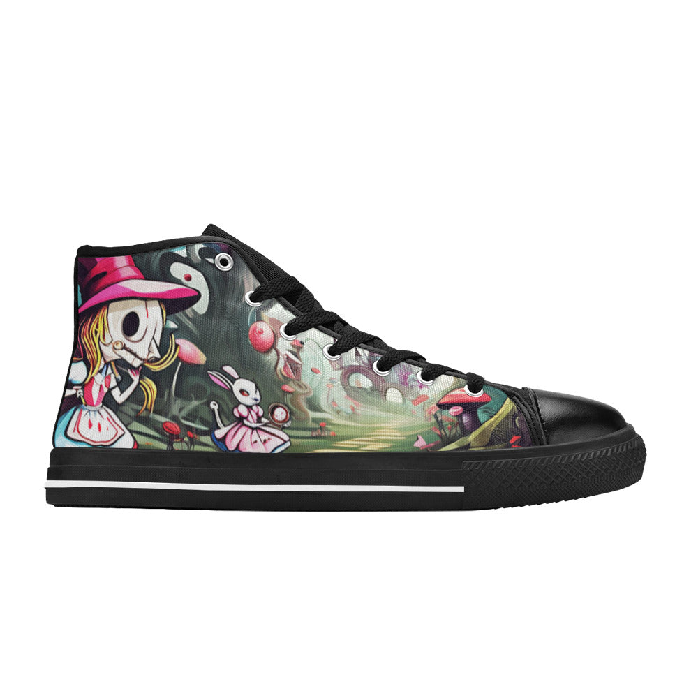 MEN'S Evil Wonderland World Men’S High Top Canvas Vibrant Chaos Custom Sneakers