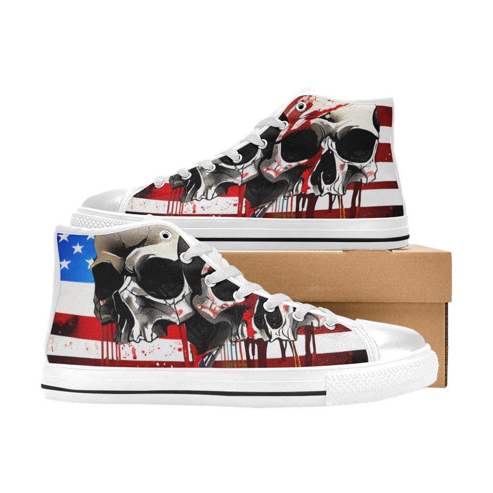 MEN'S Patriotic Skulls Men’S High Top Canvas Grunge Shoes