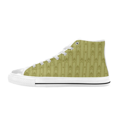 Liminal Horror High-Tops | Yellow Wallpaper Sneakers Kids' High Top Canvas Shoes-4 Sides (Model 017)