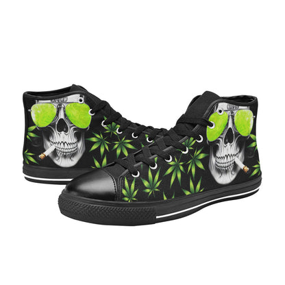 MEN'S Cc 420 Skull Weed High Top Canvas Wallpaper Art Shoes