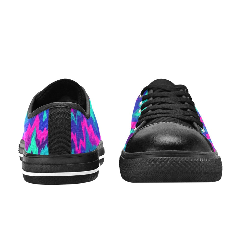 KIDS' Psychedelic Chevron Vortex Low Top Canvas Vibrant Chaos Custom Shoes