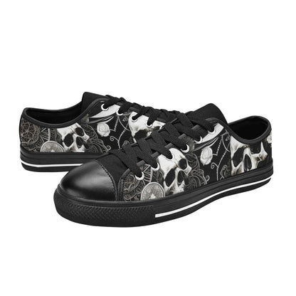 WOMEN'S Skulls Love Canvas Grunge Custom Sneakers