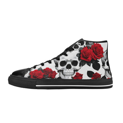 WOMEN'S Skulls Roses Deluxe 7 High Top Canvas Y2K Custom Sneakers