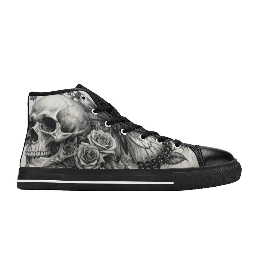Skull Gothic Rose Women's Dark Art Canvas Shoes | Freaky Shoes®