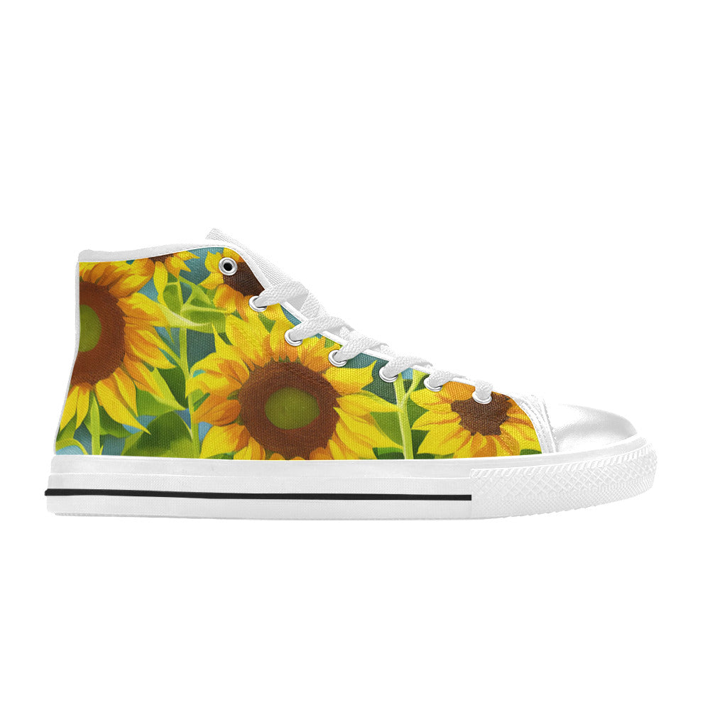 WOMEN'S Sunflowers Art 3 High Top Canvas Neon Fantasy Shoes