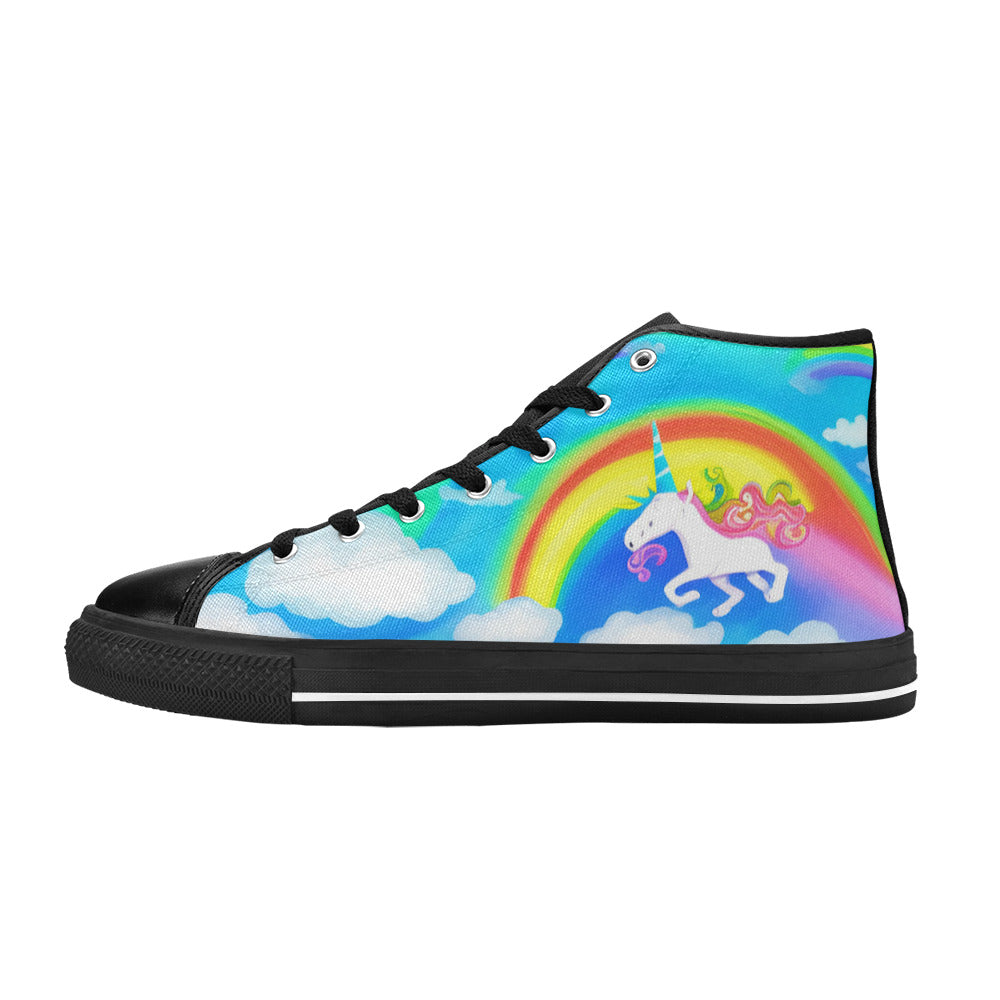 WOMEN'S Abstract Unicorn Art High Top Canvas Cottagecore Custom Sneakers