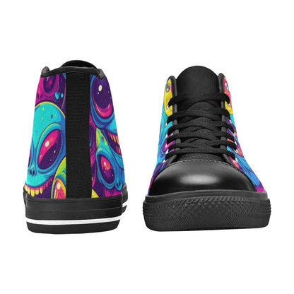 MEN'S Alien UFO Cartoon High Top Canvas Neon Fantasy Custom Sneakers