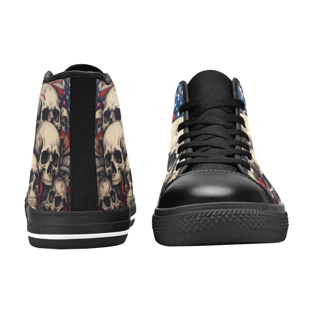 MEN'S Patriotic Skull Flag High Top Canvas Dark Academia Sneakers
