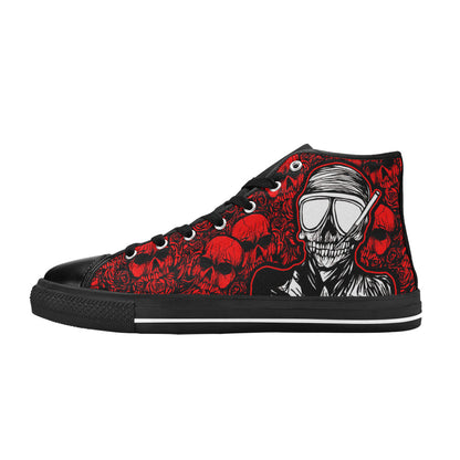MEN'S Skull Red Men’S High Top Canvas Cottagecore Custom Sneakers