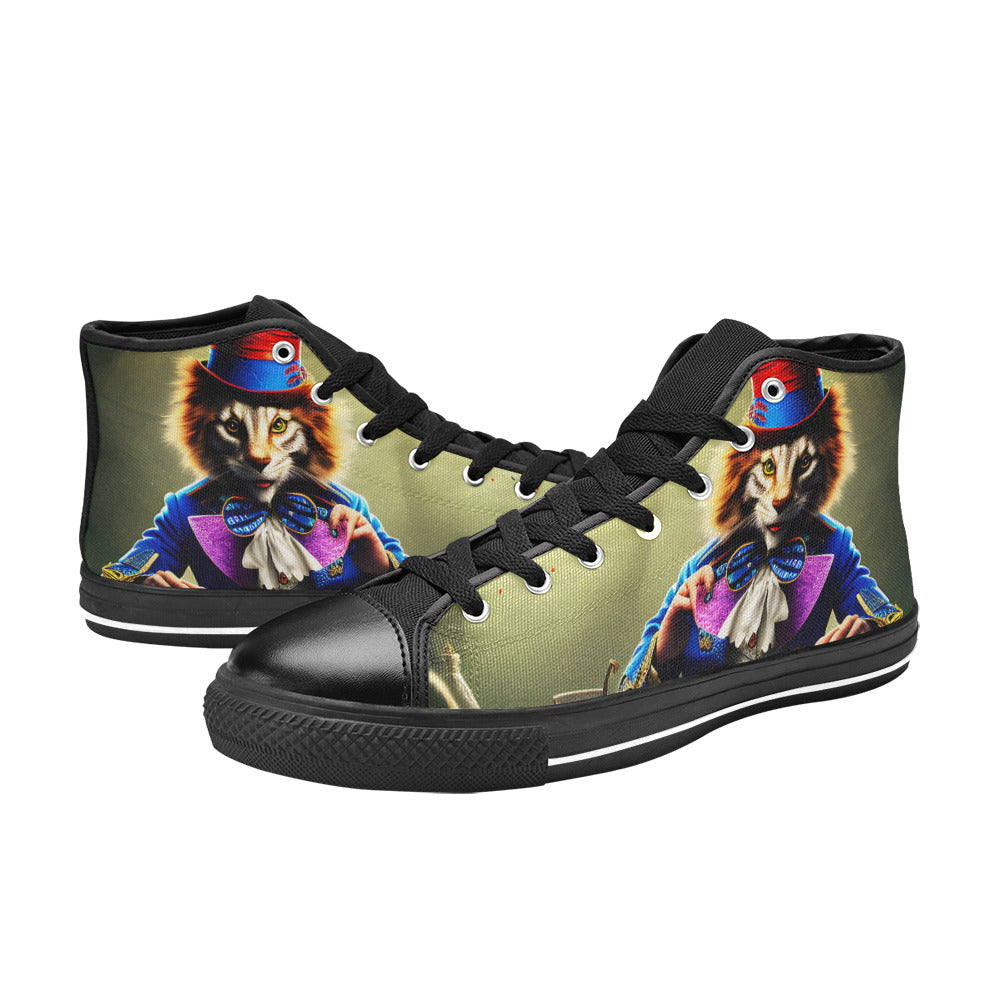 WOMEN'S Chilling Cat High Top Canvas Vibrant Chaos Shoes