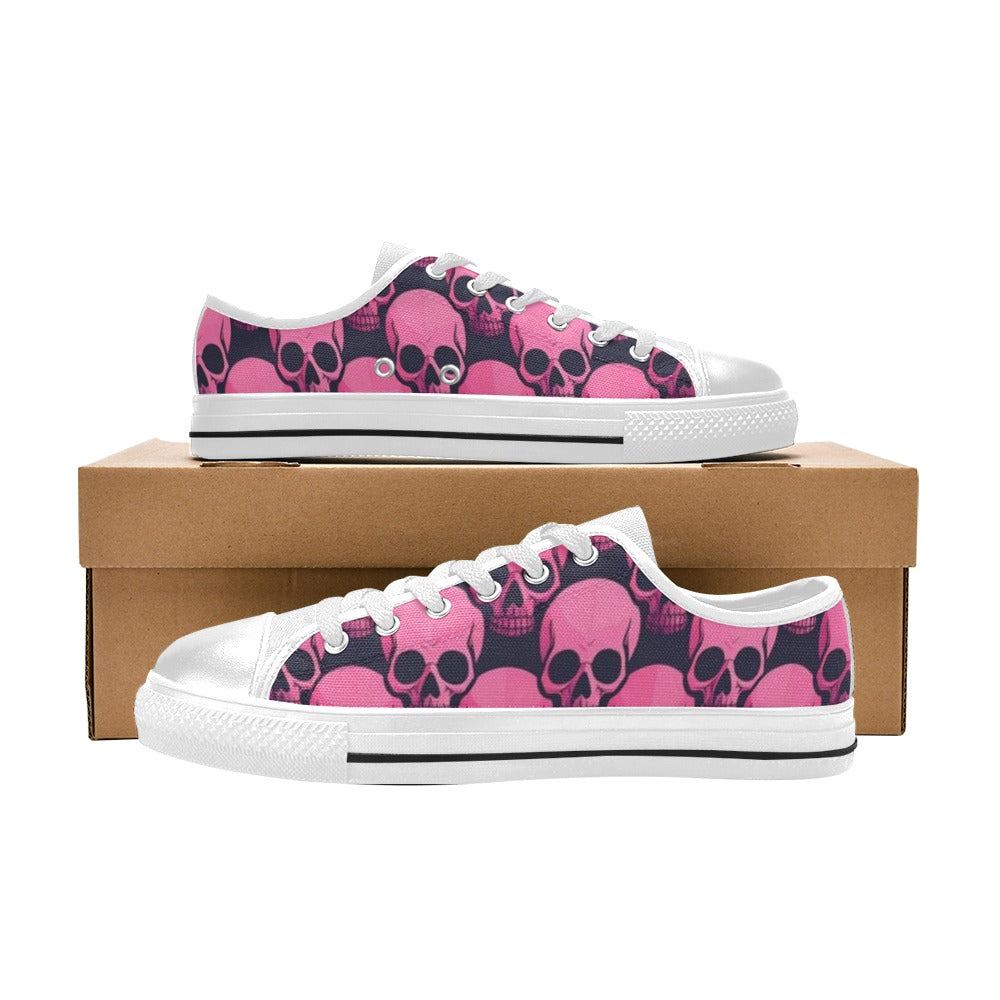 KIDS' Skull Underground Comix Black Low Top Canvas Vibrant Chaos Custom Shoes