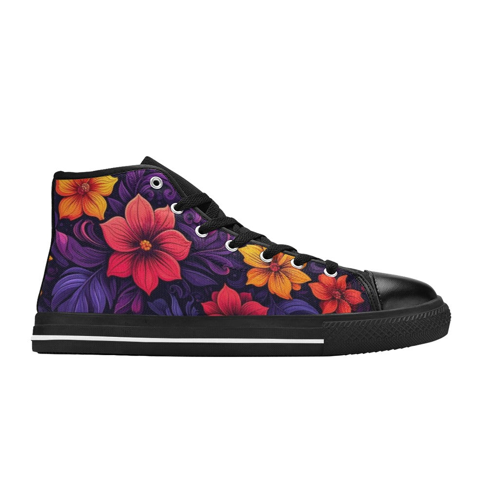 MEN'S Exotic Floral Weave High Top Canvas Aesthetic Custom Sneakers