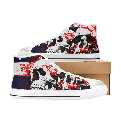 MEN'S Patriotic Splatter Skulls Men’S High Top Canvas Vivid Sneakers