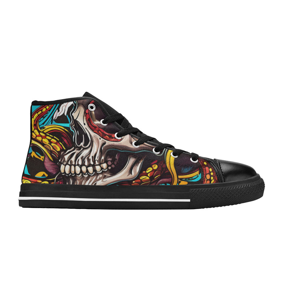 MEN'S Tentacles Skull 2 Men’S High Top Canvas Vivid Shoes