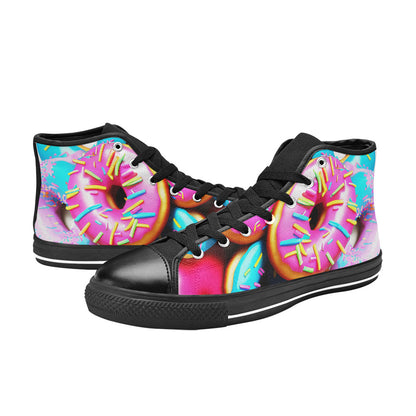 WOMEN'S Cc Donut Art High Top Canvas Cottagecore Custom Shoes