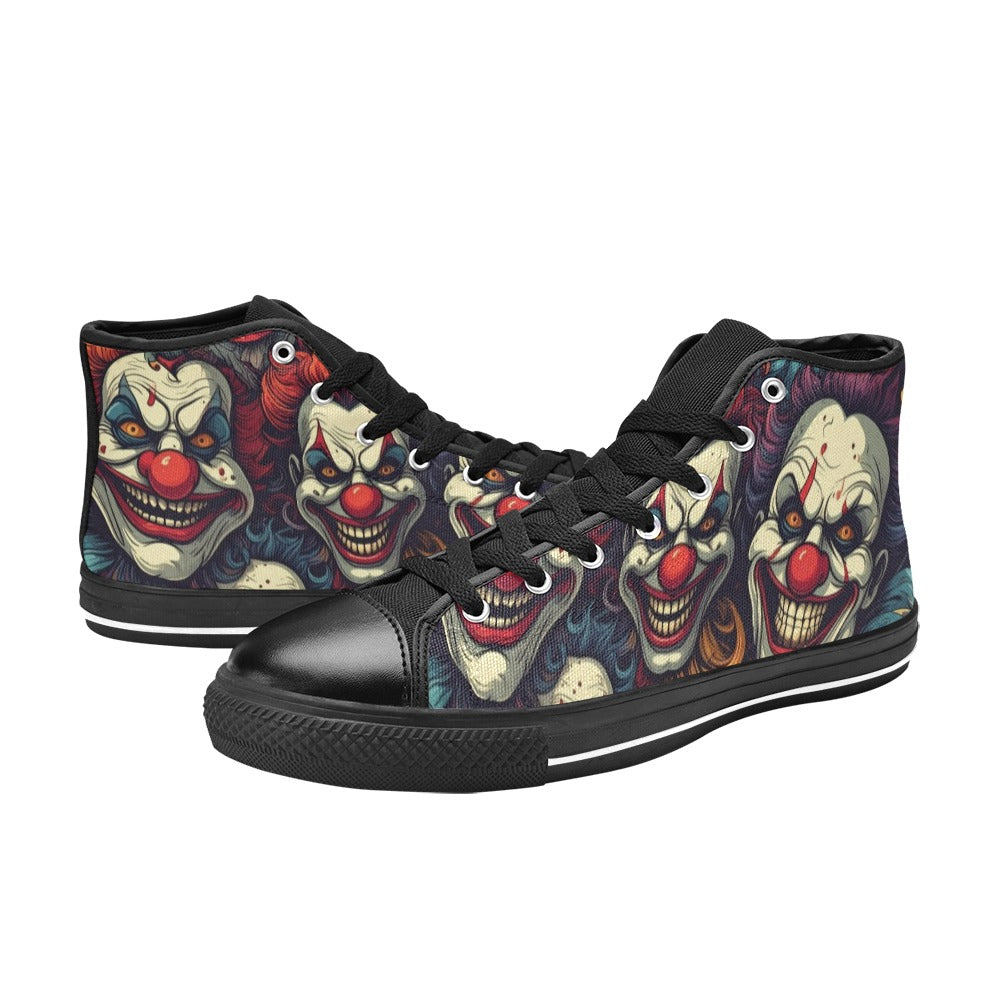 MEN'S Evil Clowns Heads High Top Canvas Vibrant Chaos Sneakers