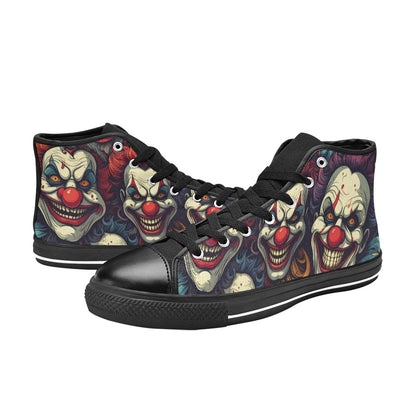 MEN'S Evil Clowns Heads High Top Canvas Vibrant Chaos Sneakers