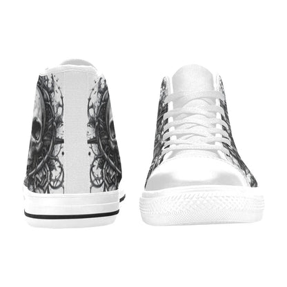 Skull Gothic Art Women's Dark Collection High Top Canvas Shoes | Freaky Shoes®