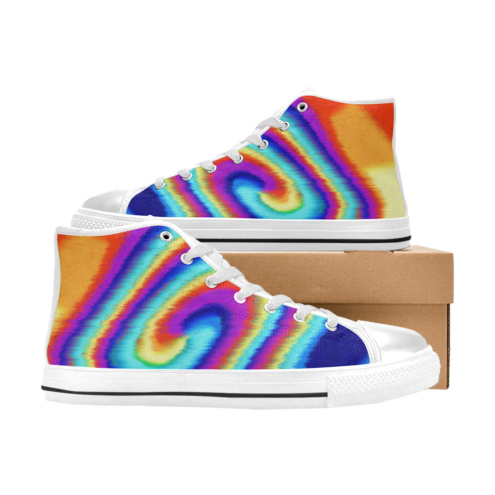 WOMEN'S Tiedye High Top Canvas Dark Academia Custom Shoes