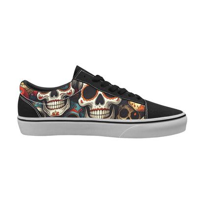 MEN'S Aggressive Comic Sugar Skull Low Top Skateboarding Cottagecore Custom Shoes