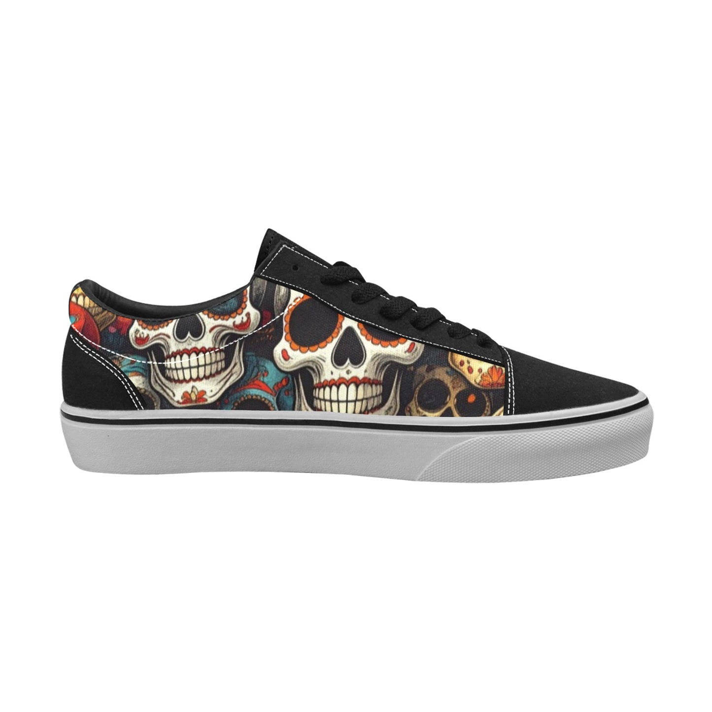 WOMEN'S Aggressive Comic Sugar Skull Low Top Skateboarding Neon Fantasy Shoes