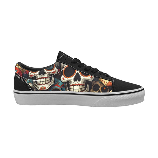 WOMEN'S Aggressive Comic Sugar Skull Low Top Skateboarding Neon Fantasy Shoes