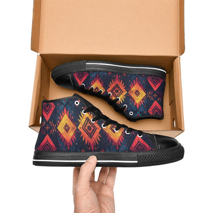 Wild Tribal Ripple 2 Women's High Top Canvas Shoes