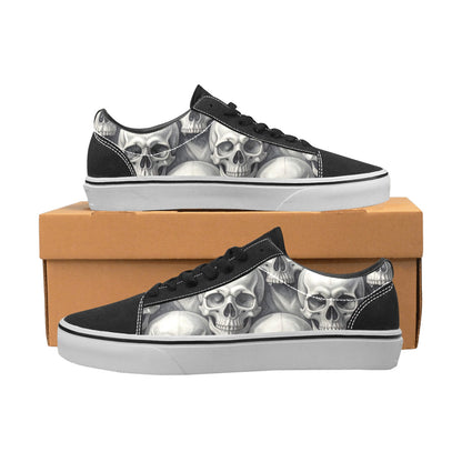 WOMEN'S Hyper Realistic Skull Low Top Skateboarding Vibrant Chaos Sneakers