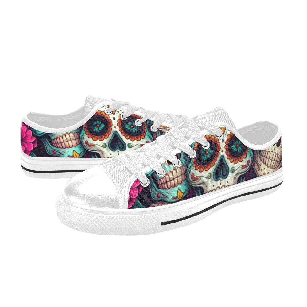 WOMEN'S Dia De Los Muertos Low Top Canvas Y2K Custom Shoes