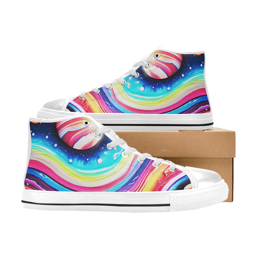 MEN'S Acrylic Colorful Galaxy Arts High Top Canvas Cottagecore Custom Shoes