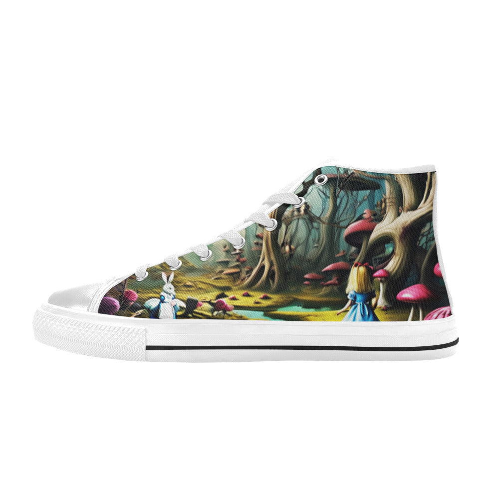 WOMEN'S Creepy Wonderland Model Art High Top Canvas Surreal Shoes