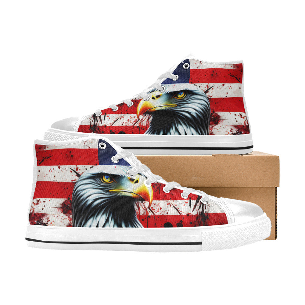 MEN'S Patriotic Eagle Distressed Men’S High Top Canvas Grunge Custom Sneakers