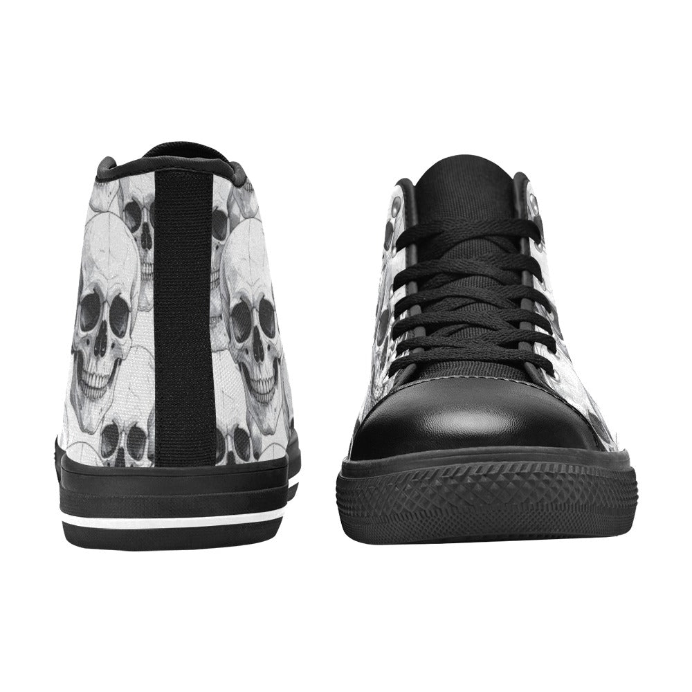 WOMEN'S Clean Skull Line Art High Top Canvas Vibrant Chaos Sneakers