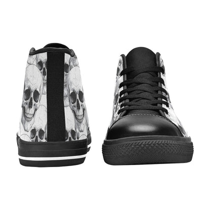 WOMEN'S Clean Skull Line Art High Top Canvas Vibrant Chaos Sneakers