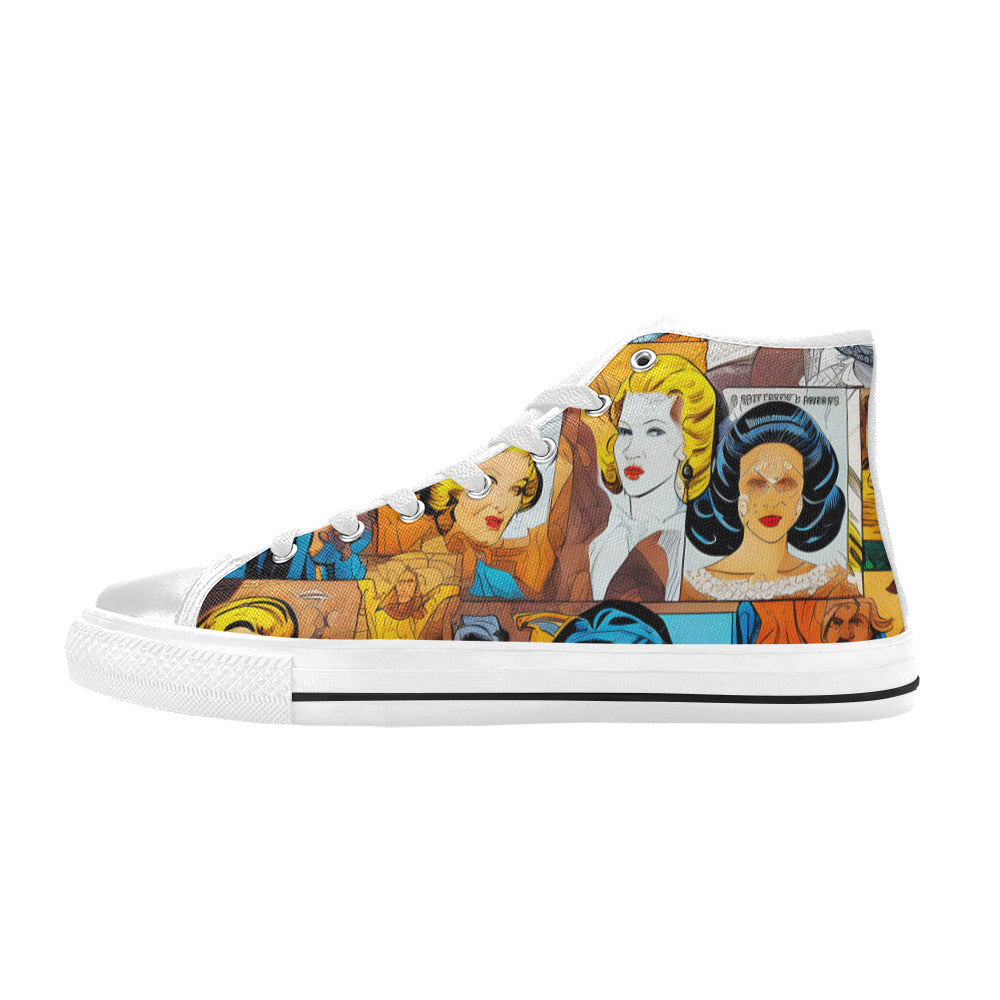 MEN'S Cc Pop Art Men’S High Top Canvas Wallpaper Art Shoes