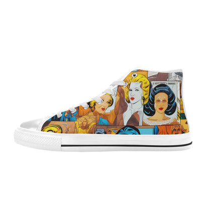 MEN'S Cc Pop Art Men’S High Top Canvas Wallpaper Art Shoes