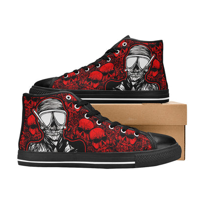 MEN'S Skull Red Men’S High Top Canvas Cottagecore Custom Sneakers