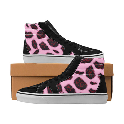 WOMEN'S Animal Print Pattern Background High Top Skateboarding Y2K Custom Sneakers