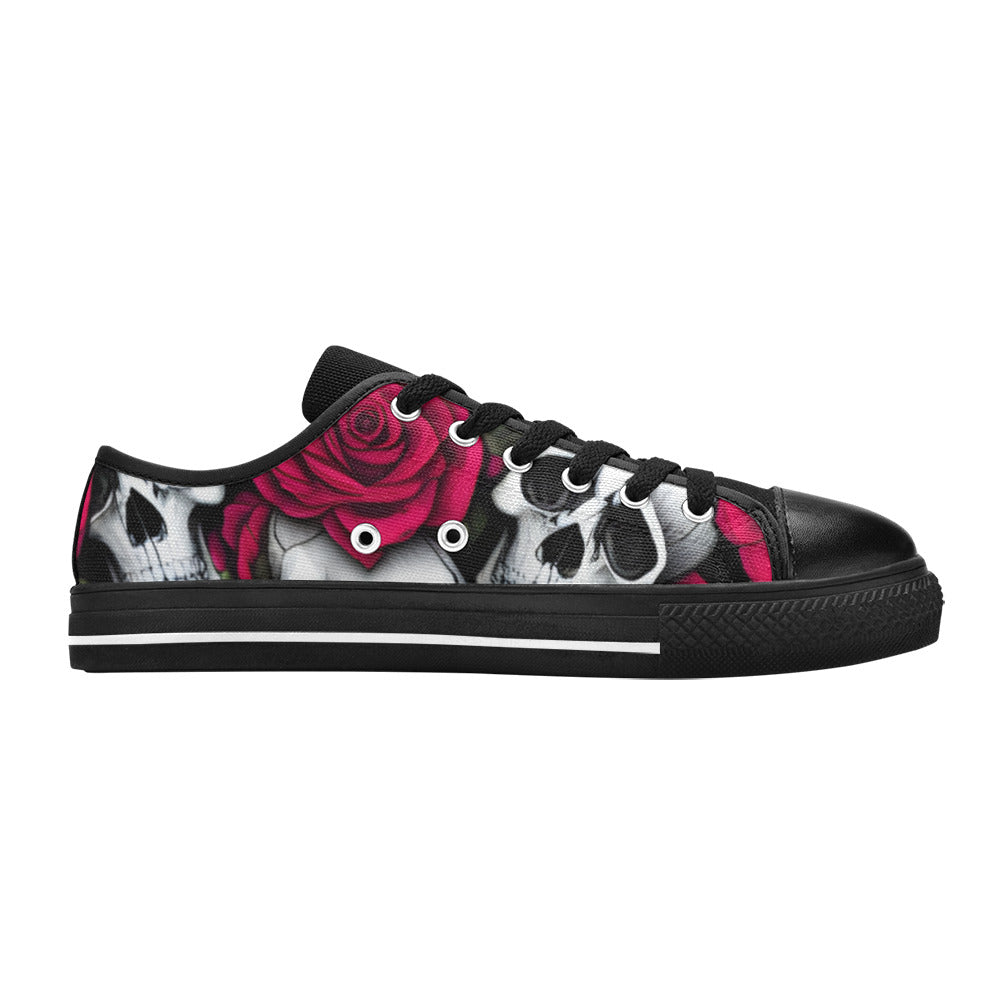 WOMEN'S Cc Skulls Roses 1 Canvas Wallpaper Art Custom Shoes